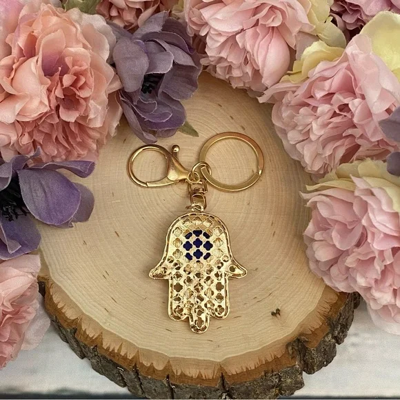 Bohemian Crystal Hamsa Hand with Evil Eye Keychain - Picture 12 of 15
